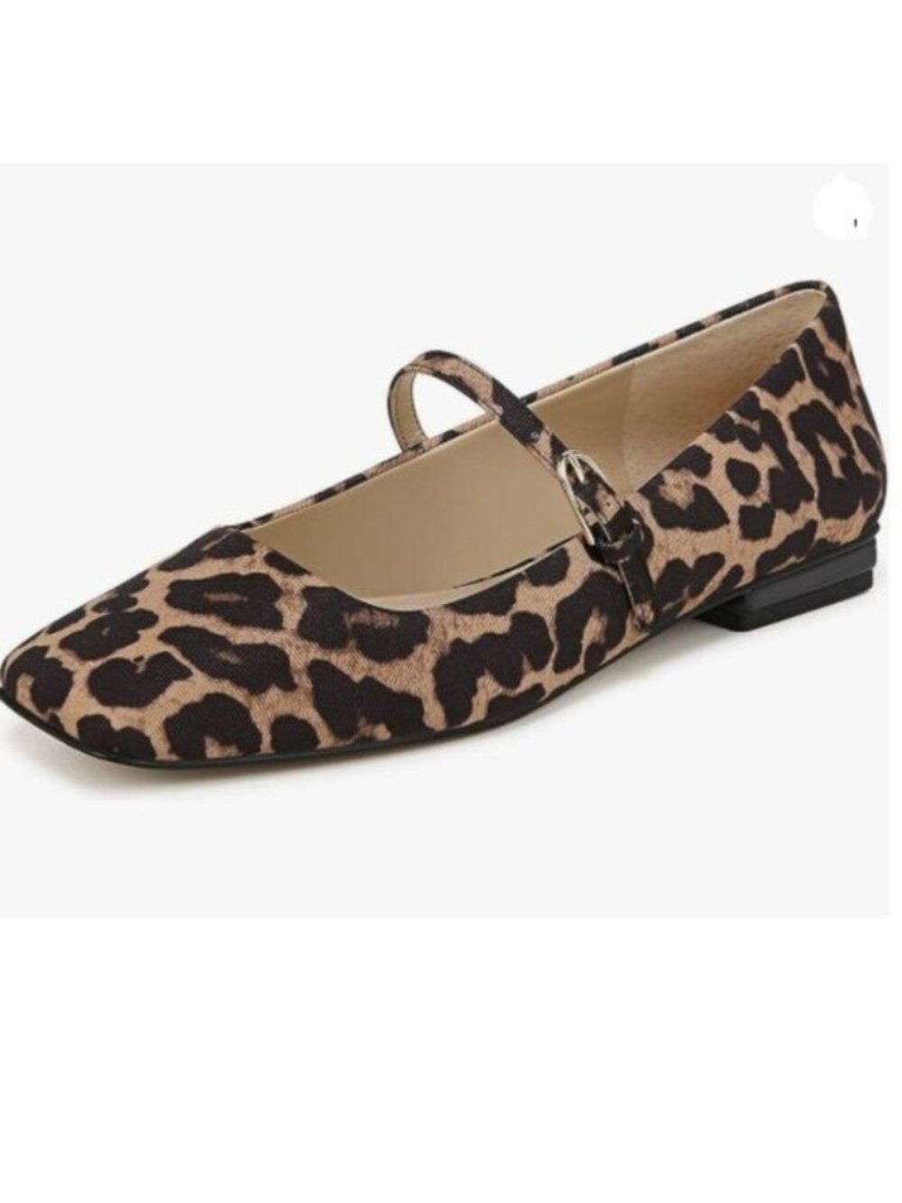 Milooey shoes Women's Closed Square Toe Mary Jane Flats Chunky Low Heels Leopard